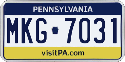 PA license plate MKG7031