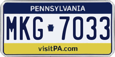 PA license plate MKG7033