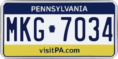 PA license plate MKG7034