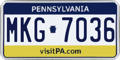 PA license plate MKG7036