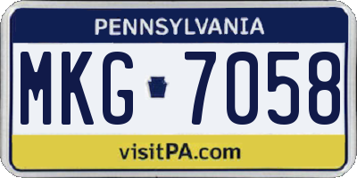PA license plate MKG7058