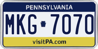 PA license plate MKG7070