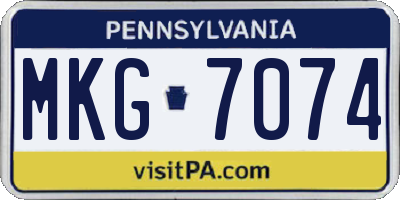 PA license plate MKG7074