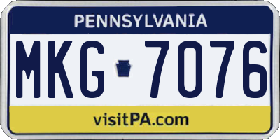 PA license plate MKG7076
