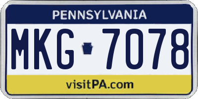 PA license plate MKG7078