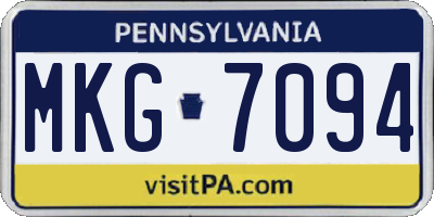 PA license plate MKG7094