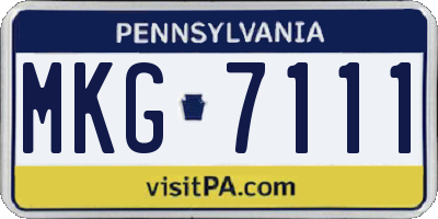 PA license plate MKG7111