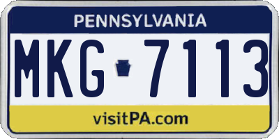 PA license plate MKG7113
