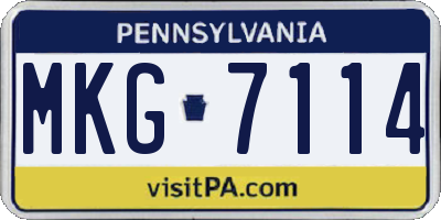 PA license plate MKG7114