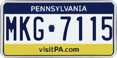 PA license plate MKG7115