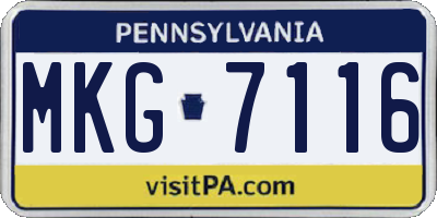 PA license plate MKG7116