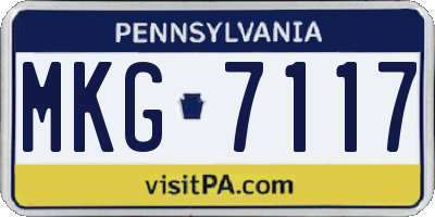 PA license plate MKG7117