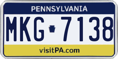 PA license plate MKG7138