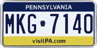 PA license plate MKG7140