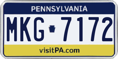 PA license plate MKG7172