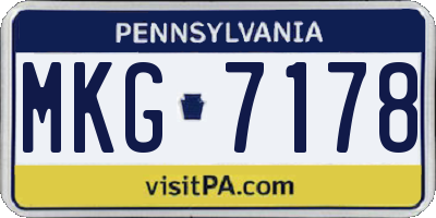 PA license plate MKG7178