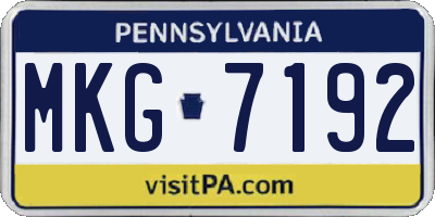 PA license plate MKG7192