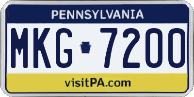 PA license plate MKG7200