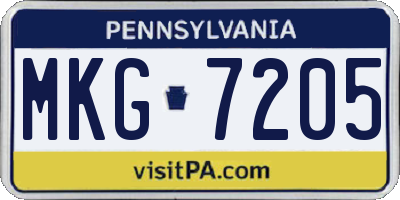 PA license plate MKG7205