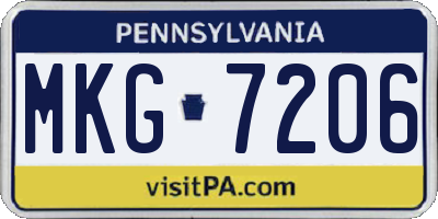 PA license plate MKG7206