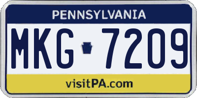 PA license plate MKG7209