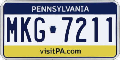 PA license plate MKG7211