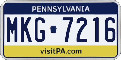 PA license plate MKG7216