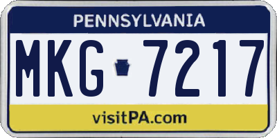 PA license plate MKG7217
