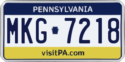 PA license plate MKG7218