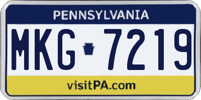 PA license plate MKG7219