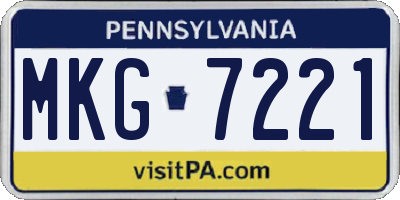 PA license plate MKG7221
