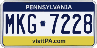 PA license plate MKG7228