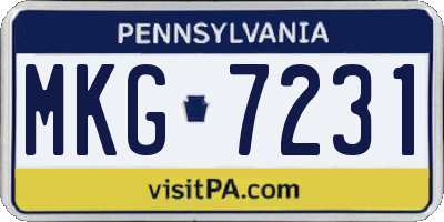 PA license plate MKG7231