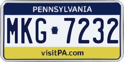 PA license plate MKG7232