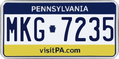 PA license plate MKG7235