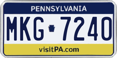 PA license plate MKG7240