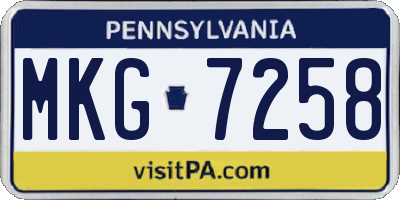 PA license plate MKG7258