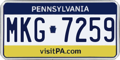 PA license plate MKG7259
