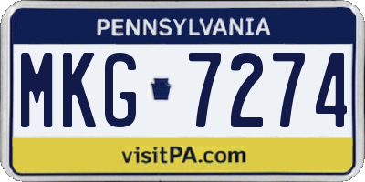 PA license plate MKG7274