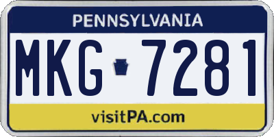 PA license plate MKG7281