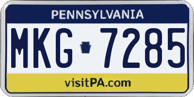 PA license plate MKG7285