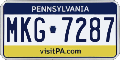 PA license plate MKG7287
