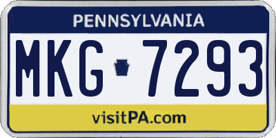 PA license plate MKG7293