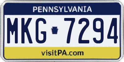 PA license plate MKG7294