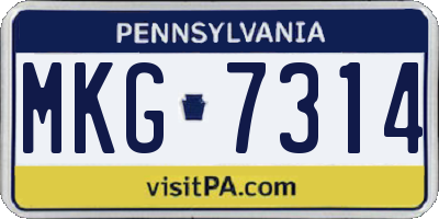 PA license plate MKG7314