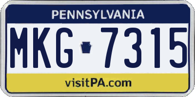 PA license plate MKG7315