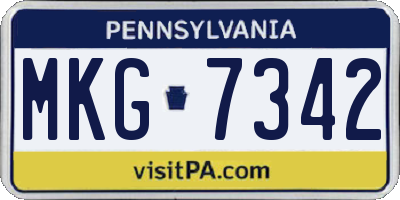 PA license plate MKG7342