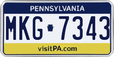 PA license plate MKG7343