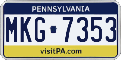 PA license plate MKG7353