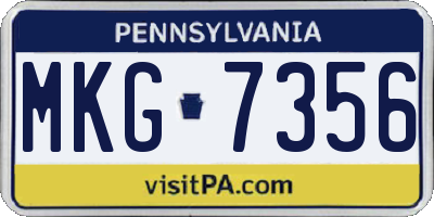 PA license plate MKG7356